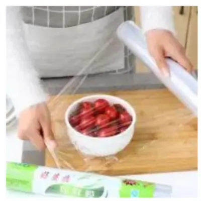 Picture of Plastic Stretch Wrap Clear Cling Food Grade PE Vinyl Film Plastic Wrapping Paper Roll 60 meter Ideal food Wrapping paper for Keeping Food Fresh -Multicolor