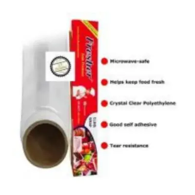 Picture of Plastic Stretch Wrap Clear Cling Food Grade PE Vinyl Film Plastic Wrapping Paper Roll 60 meter Ideal food Wrapping paper for Keeping Food Fresh -Multicolor