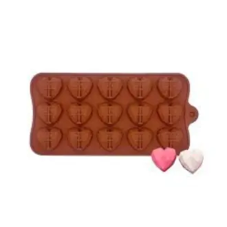 Picture of Heart Shape Cake Mold Multi-Function Silicone Dessert Pastry Ice Mould for Kitchen -Chocolate