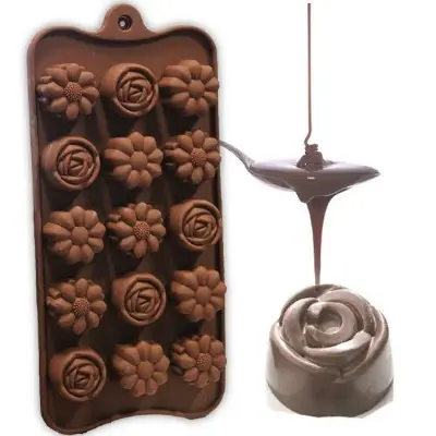 Picture of Silicone Chocolate Mould and Chocolate Wrapper (Flower Mould + Wrapper) -Chocolate
