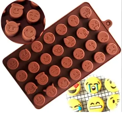 Picture of 1 Pieces 28-Cavity Emoji Emotion Cake Mold Smiley Chocolate Candy Baking Mould Chocolate -Chocolate