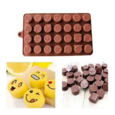 Picture of 1 Pieces 28-Cavity Emoji Emotion Cake Mold Smiley Chocolate Candy Baking Mould Chocolate -Chocolate