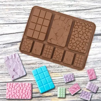 Picture of 9-cavity Chocolate Silicone Mold Fondant Patisserie Candy Bar Mould Cube Cake Molds -Chocolate