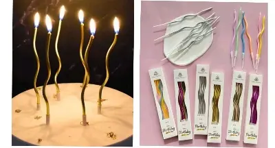 Picture of 6Pcs  Candle Curved Happy Birthday Cake Topper Decorations -Multicolor