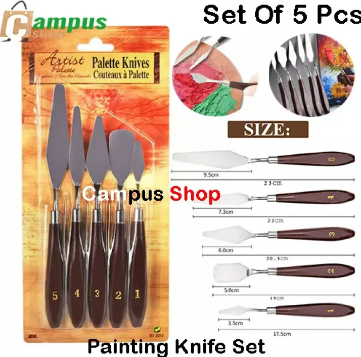Picture of 5 Pieces Painting Knives, Stainless Steel Palette Knife Set Painting Scraper Spatula Knife Tools Accessories for Oil Canvas Acrylic Painting -Multicolor