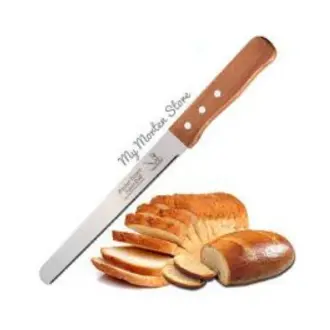 Picture of 10 INCH Cake Knife Stainless Steel Fine-Tooth Knife with Wooden Handle Bread Cutting Tools -Multicolor
