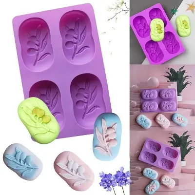 Picture of 4 even olive tree mold silicone cake mold kitchen baking silicone DIY handmade soap mold -Multicolor