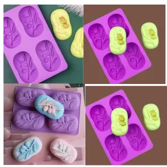 Picture of 4 even olive tree mold silicone cake mold kitchen baking silicone DIY handmade soap mold -Multicolor