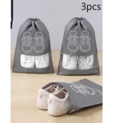 Picture of Portable Non-Woven Shoes Pouch with Clear Window for Men Women Travel 3 pcs -Multicolor
