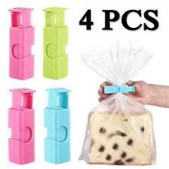 Picture of 4PCS Food Sealing Clip Portable Bread Snack Bag Sealer Mini Vacuum Sealing Clamp Fresh Keeping Kitchen Organization Hooks -Multicolor