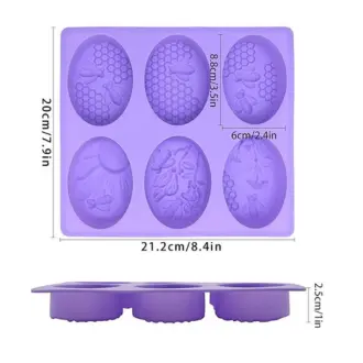 Picture of 6 Cavities 3D Bee Soap Molds Set,Oval Honeycone Soap Mold,Handmade Soap Making Moulds,Baking Moulds Chocolate Cookies Mousse Jelly Pudding Cupcake DIY -Multicolor