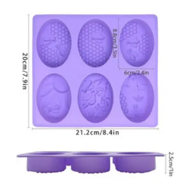 Picture of 6 Cavities 3D Bee Soap Molds Set,Oval Honeycone Soap Mold,Handmade Soap Making Moulds,Baking Moulds Chocolate Cookies Mousse Jelly Pudding Cupcake DIY -Multicolor