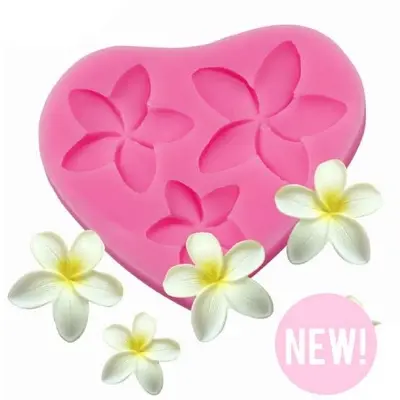Picture of Cake Tool Flower Star 3 Hole Silicone Mold Mould Wedding Cake Border Fondant Cake Decorating Clay Molds Sugarcraft Mould -Pink