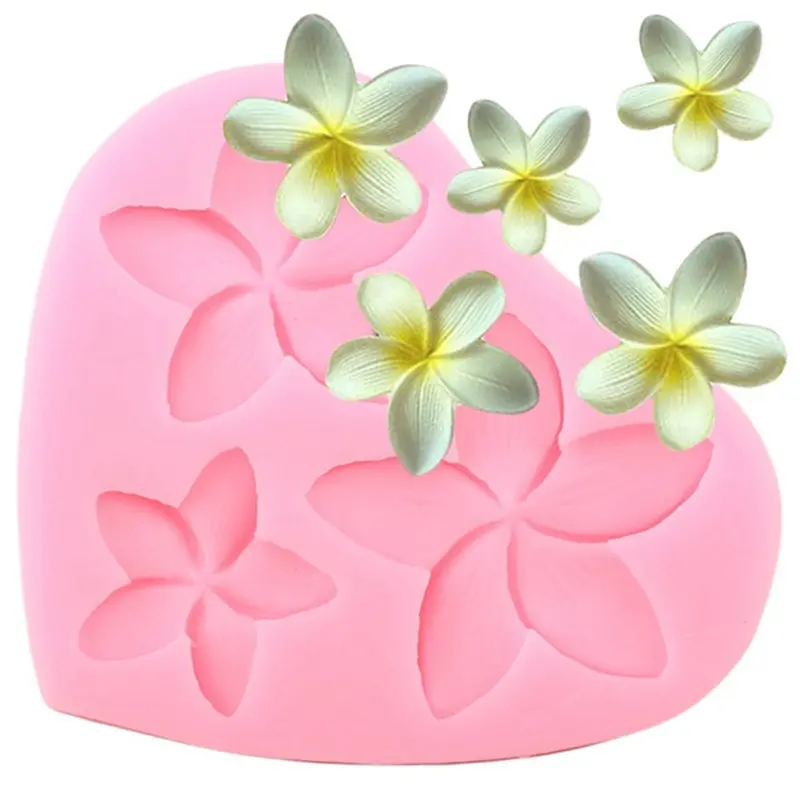 Picture of Cake Tool Flower Star 3 Hole Silicone Mold Mould Wedding Cake Border Fondant Cake Decorating Clay Molds Sugarcraft Mould -Pink