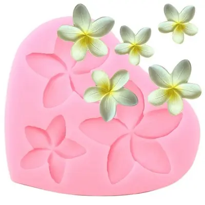 Picture of Cake Tool Flower Star 3 Hole Silicone Mold Mould Wedding Cake Border Fondant Cake Decorating Clay Molds Sugarcraft Mould -Pink