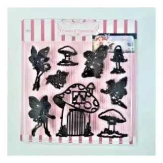 Picture of BakeGuru Cake Decor Fairies and Toadstools Plastic Fondant Cookie Cutters -Black