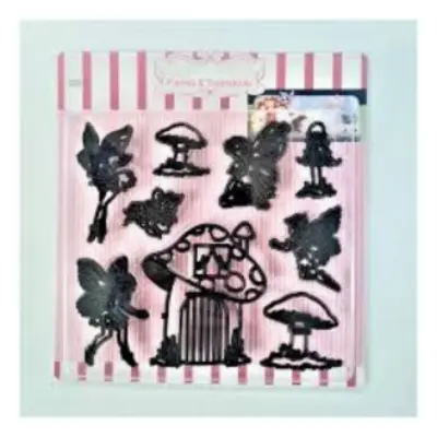 Picture of BakeGuru Cake Decor Fairies and Toadstools Plastic Fondant Cookie Cutters -Black