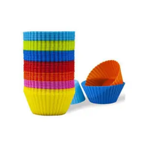 Picture of 12 Pcs Silicone Cake Cupcake Cup Cake Tool Bakeware Baking Silicone Mold Cupcake and Muffin Cupcake for Diy By Random Color -Multicolor