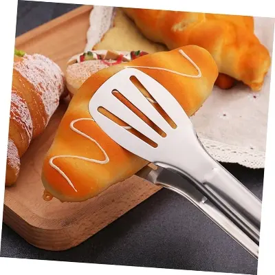Picture of Stainless Steel Grill Clip Bread Tongs Comfort Grip -Silver