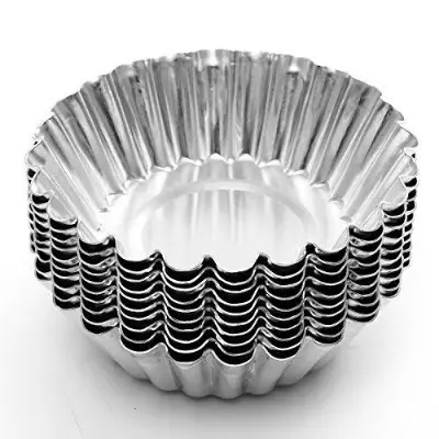 Picture of 10 pcs Reusable Silver Stainless Steel Cupcake Egg Tart Mold Cookie Pudding Mould Nonstick Baking Pastry Tools Cake -Silver