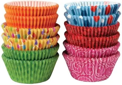 Picture of Paper Cake Cup-100 pcs(5 Different Design) /Liners Baking Cupcake Muffin Mini Cases Wedding PartyPaper Cake Cup-50 pcs(5 Different Design) /Liners Baking Cupcake Muffin Mini Cases Wedding Party(Multi Color Random Send) -Multicolor