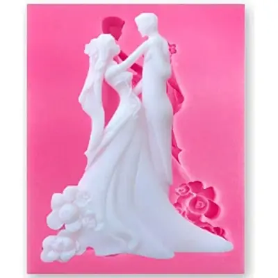 Picture of Couple Dancing Wedding Bride Groom Silicone Mold Sugar Craft Fondant Tools Cake Decorating Mould Baking Tool DIY Kitchen -Pink