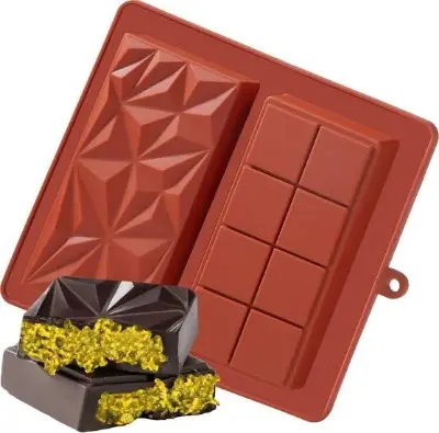 Picture of Dubai chocolate mold chocolate bar mold 2PS, with bag, with tools, large thick silicone chocolate bar mold for filling bars, -Chocolate