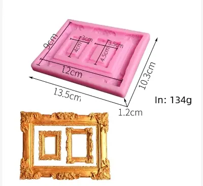 Picture of Retro Photo Frame Silicone Mold DIY Fondant Cake Chocolate Clay Decorative Tool -Pink