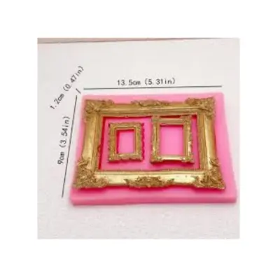 Picture of Retro Photo Frame Silicone Mold DIY Fondant Cake Chocolate Clay Decorative Tool -Pink