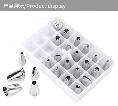 Picture of 24pcs Stainless Steel Cake Decorating Tips Set Metal Piping Tips for Cake Decorating -Silver