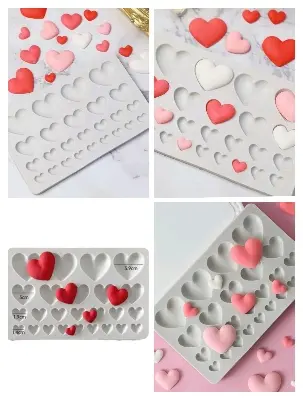 Picture of Heart Silicone Fondant Candy Mold Chocolate Mold Cake Moulds for Valentine's Day -White