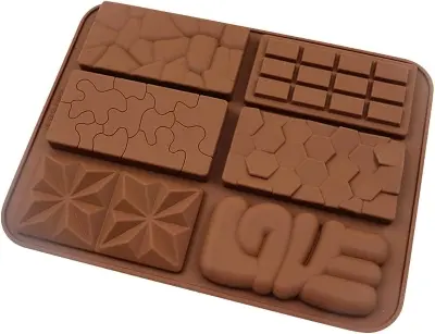 Picture of Silicone Break Apart Chocolate Bar Mold Silicone Molds for Wax Melts Non Stick Homemade Protein and Energy Bar Mould -Chocolate