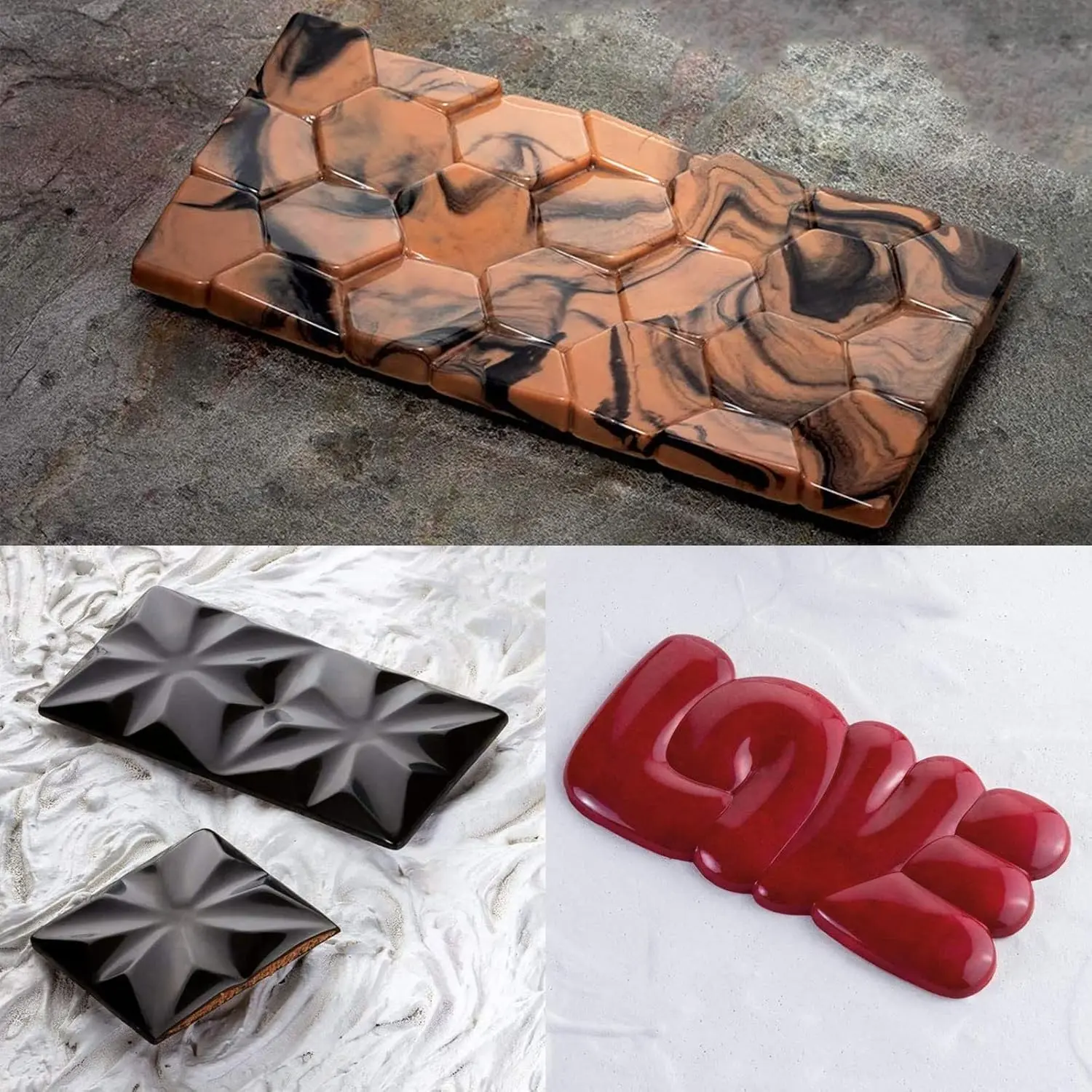 Picture of Silicone Break Apart Chocolate Bar Mold Silicone Molds for Wax Melts Non Stick Homemade Protein and Energy Bar Mould -Chocolate