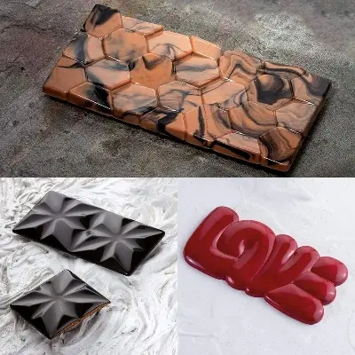 Picture of Silicone Break Apart Chocolate Bar Mold Silicone Molds for Wax Melts Non Stick Homemade Protein and Energy Bar Mould -Chocolate