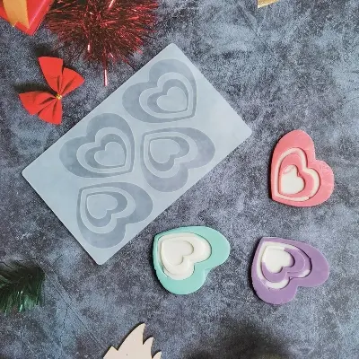 Picture of 4 Holes Heart Silicone Chocolate Mold Cake Decoration Baking Molds -White