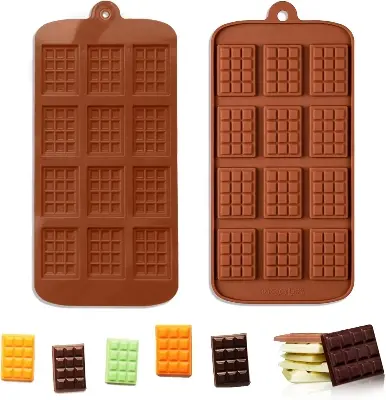 Picture of 12 Cavity Food Grade Silicone Chocolate Bar Mold Silicone Break Apart Chocolate Mouldsz -Chocolate