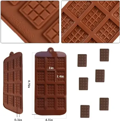 Picture of 12 Cavity Food Grade Silicone Chocolate Bar Mold Silicone Break Apart Chocolate Mouldsz -Chocolate