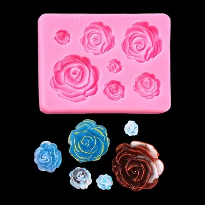 Picture of Rose Flowers Silicone Cake Mold for Wedding Cake Decorating Fondant Sugarcraft Tools -Pink