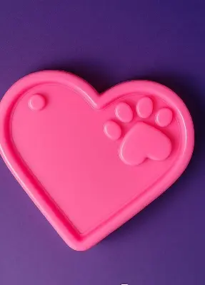 Picture of 3D Heart Dog Paw Shape Gypsum Make Craft Your Own Plaster DIY Molds Soap Candle Crafting Innovation -Pink