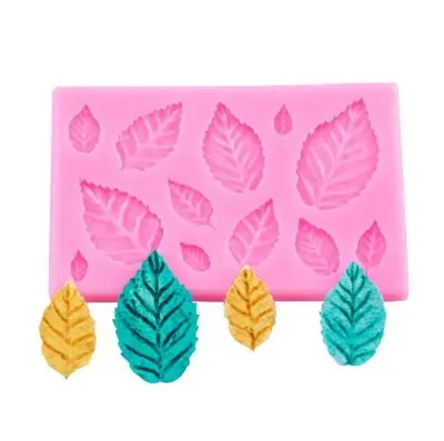 Picture of Silicone Chocolate Mould Leaves Shape Silicon Sugar Lace Mold Handmade DIY Fondant Mermaid Tail Cake Soap Molds -Pink