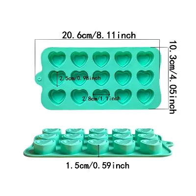 Picture of 15 Holes Heart Shaped Chocolate Mold Silicone Candy Mold -Multicolor
