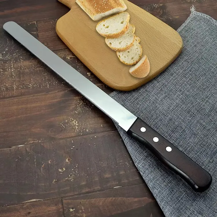 Picture of 10 Inch Long Wood Handle  Stainless Steel Bread knife/Cake Slicer -Black