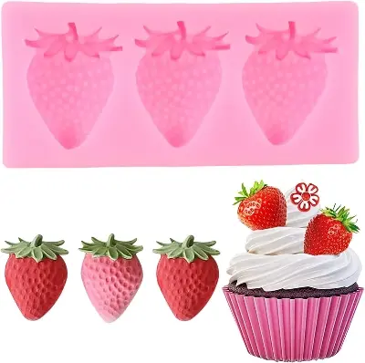 Picture of Strawberry Fondant Molds Mini Fruit Chocolate Cake Decorating Silicone Molds -Multicolor