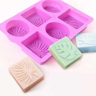 Picture of Cavity Oval/Square Leaf Shaped Silicone Soap Mold DIY Handmade Essential Oil Soap Making -Multicolor