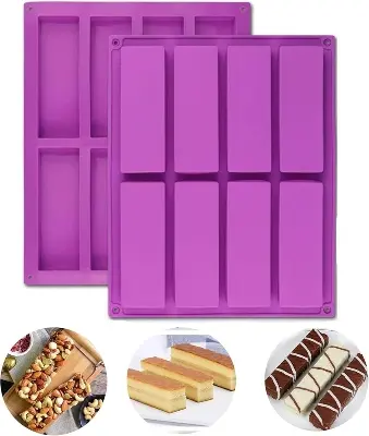 Picture of 8 Cavity Silicone Mold for Granola Nutrition Energy Bars Chocolate Butter Molds-Ice Cream Tools -Multicolor