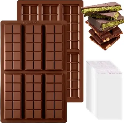 Picture of 6 Cavities Chocolate Bar Mold  Deep Silicone Candy Bar Molds Food Grade Non-Stick -Multicolor