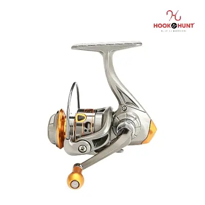 Picture of DC150 Reel–  High Quality Seamless Full Metal Mini Fishing Reel (Red & Gold Colour). (150 Gold)