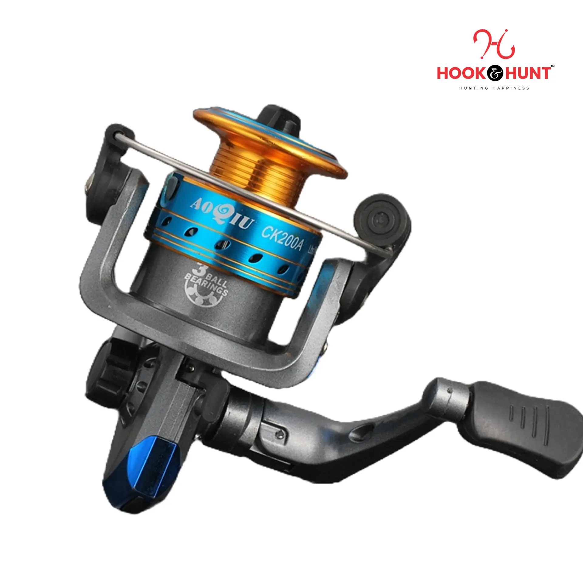 Picture of CK200 Mini Metal Wire Cup Spinning Reel – 3 Ball Bearings, 5.2:1 Gear Ratio, 170g Lightweight, Adjustable Handle, Small Eye Fishing Reel (নীল কালার)