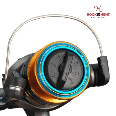 Picture of CK200 Mini Metal Wire Cup Spinning Reel – 3 Ball Bearings, 5.2:1 Gear Ratio, 170g Lightweight, Adjustable Handle, Small Eye Fishing Reel (নীল কালার)