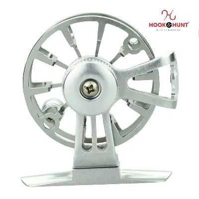Picture of Silver Colour Full Metal Fly Fishing Reel Ultralight 50g – Long Distance Ice Fishing Reel, Front Drag (Hook & Hunt). (সিলভার)
